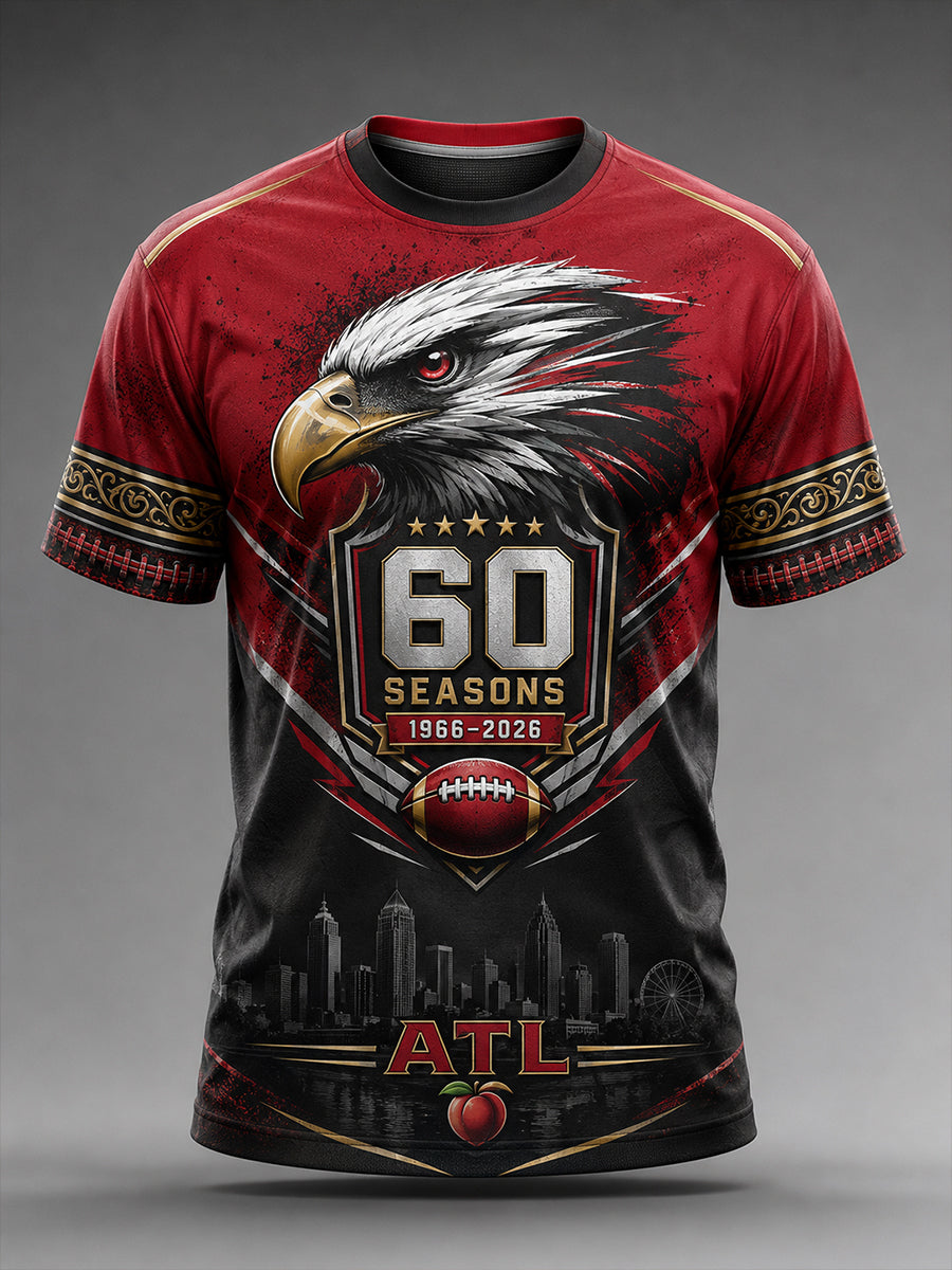 Men's Atlanta Falcons 60th Anniversary Art Print T-Shirt