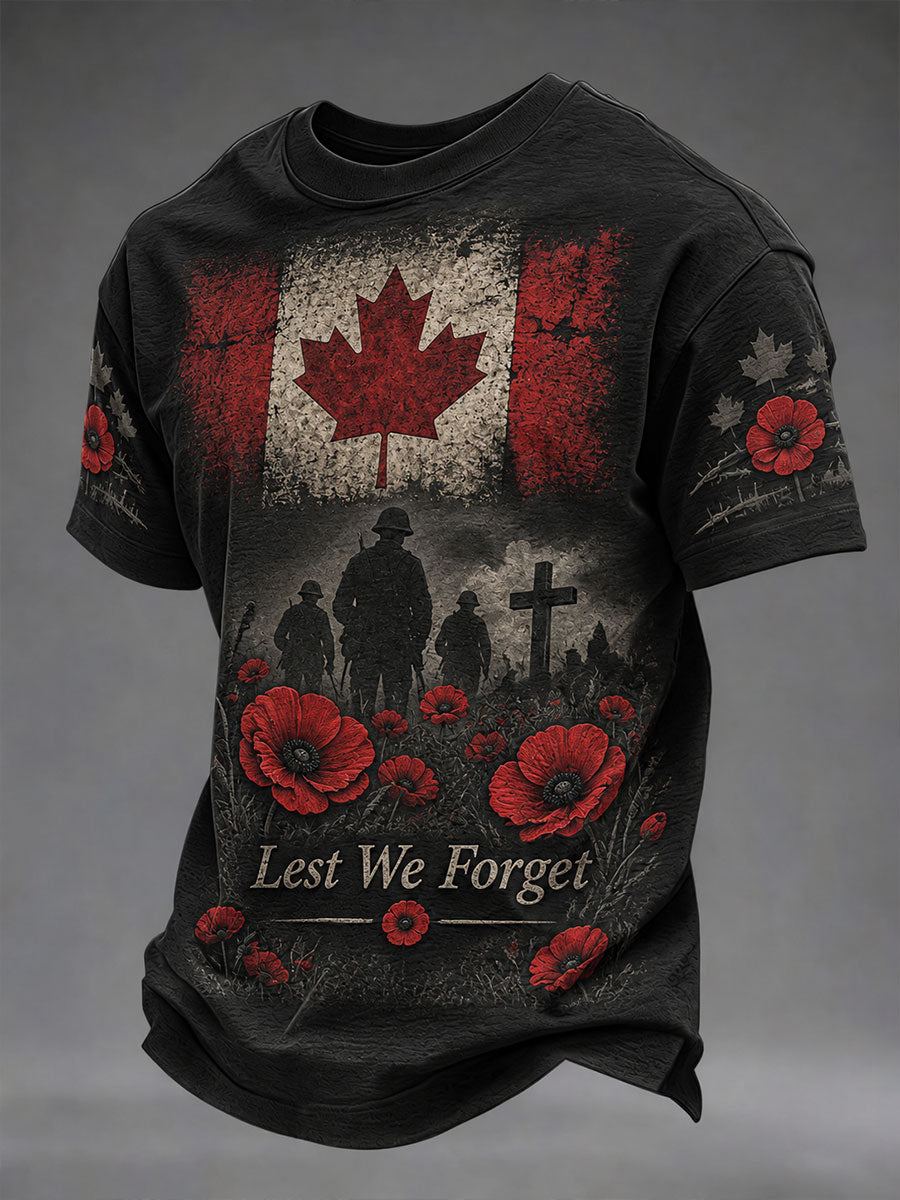 Men's Canada Remembrance Day Printed Casual T-Shirt