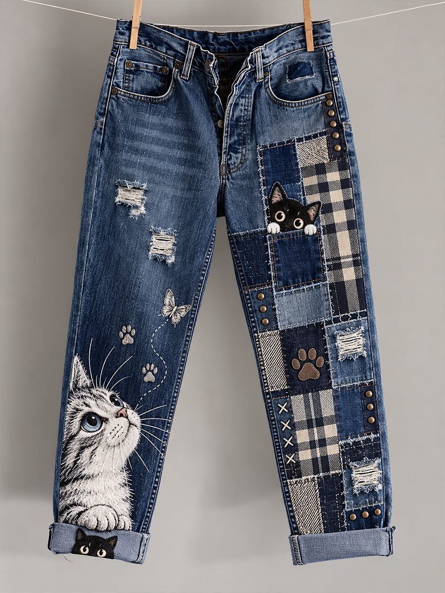 Women‘s Fun Animals Art Print Flared Trousers