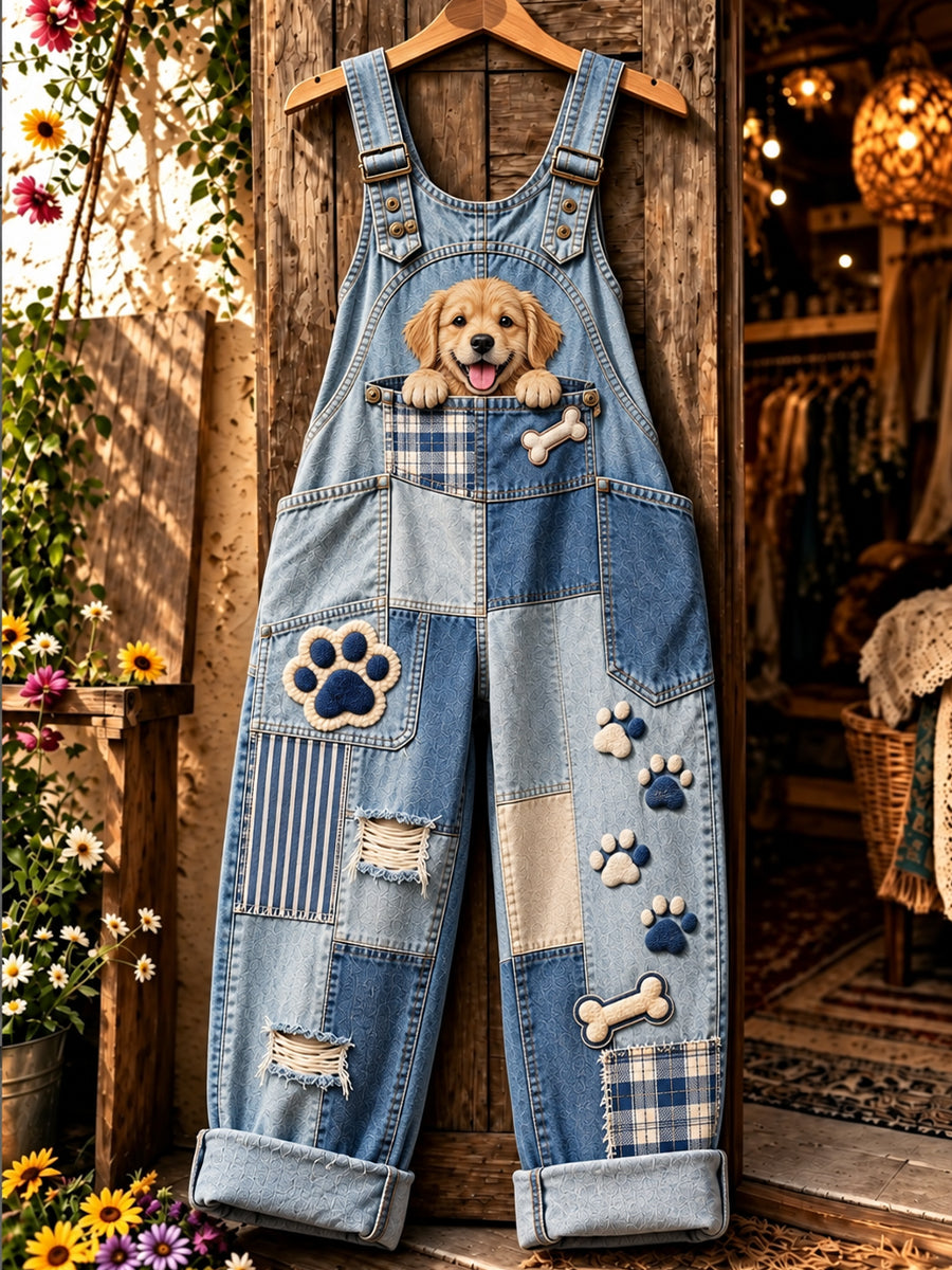 Women's Fun Animal Art Print Casual Overalls