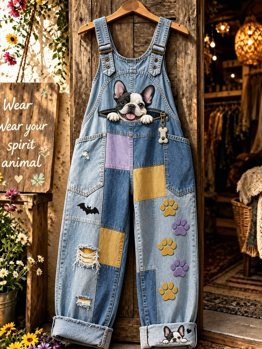 Women's Art Print Casual Overalls