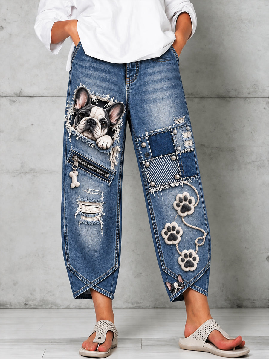 Women's Fun Animals Art Print Flared Trousers
