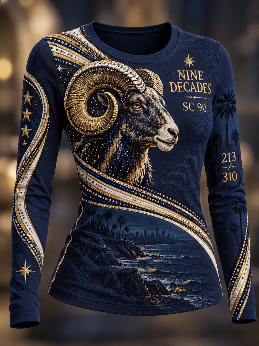 Women's Los Angeles Rams Round Neck Long Sleeve T-Shirt
