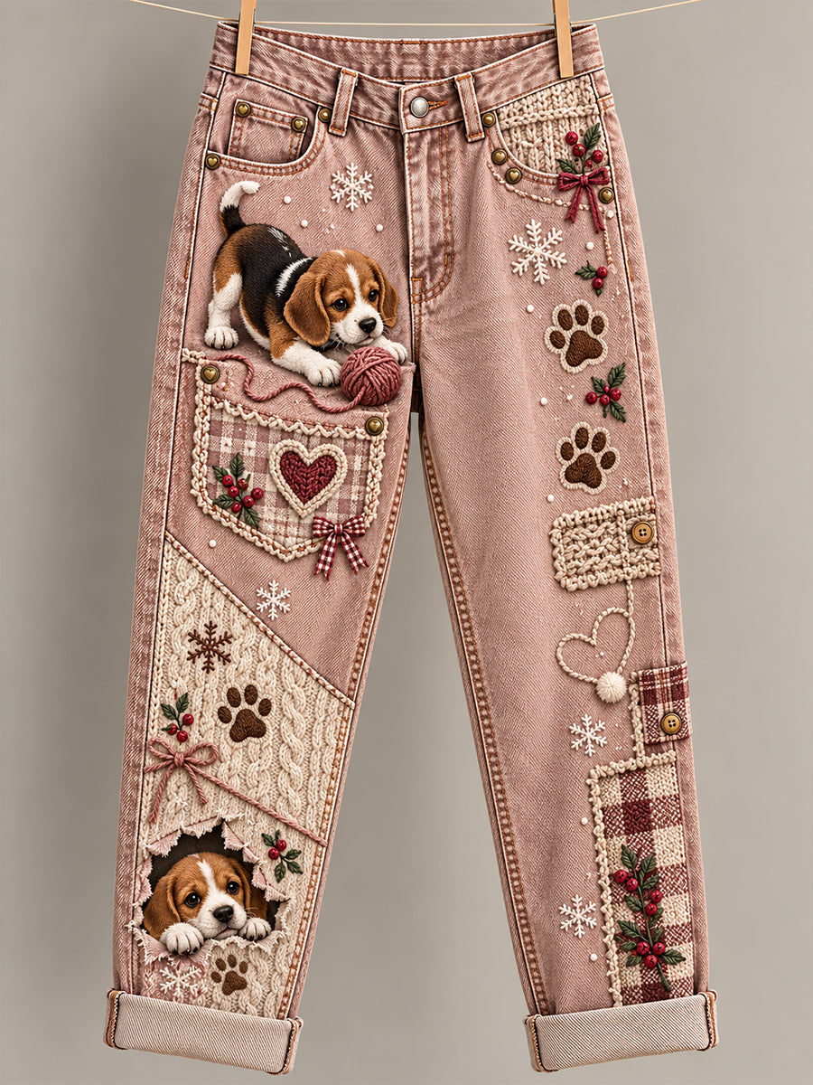 Women's Fun Animal Art Print Flared Trousers