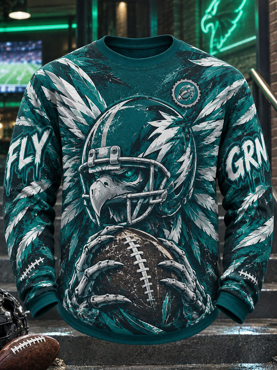 Men's American Football Philadelphia Eagles Team Logo Long-Sleeved Gingham T-Shirt