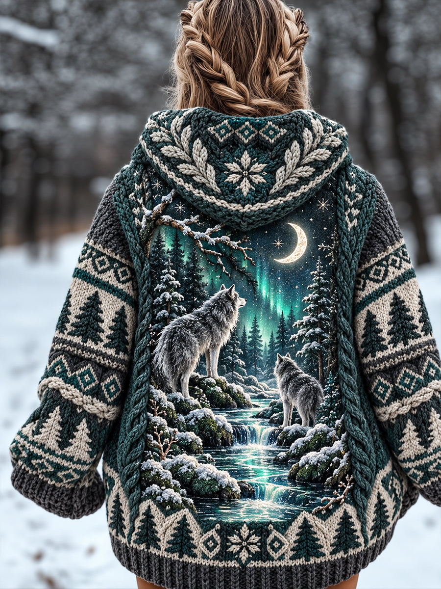 Women's Nordic Forest Animal Cardigan