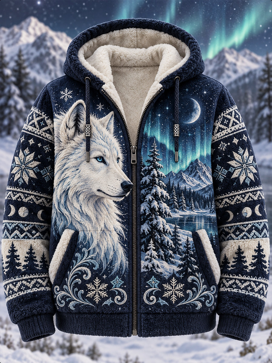 Men's Nordic Animal Print Flannel Hoodie
