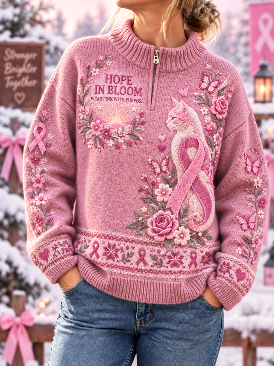 Breast Cancer Awareness Campaign Knit Sweater