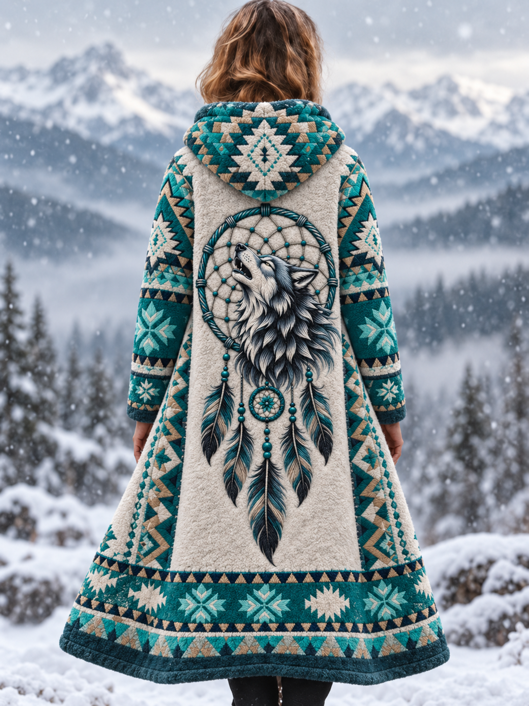 Women's Vintage Viking Animal Aztec Style Flannel Jacket