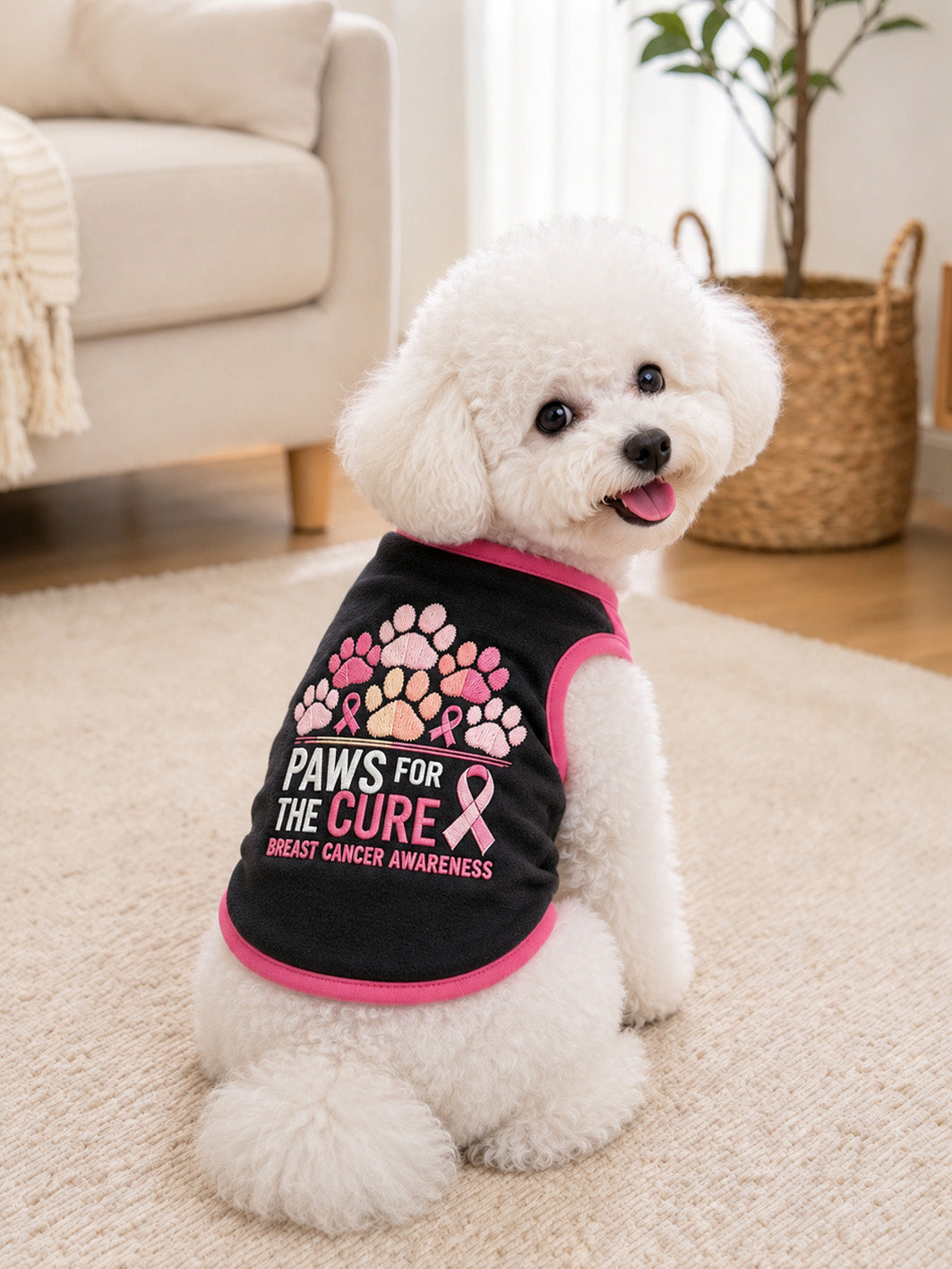 PAWS FOR THE CURE Breast Cancer Awareness Pattern Pet Sleeveless Vest