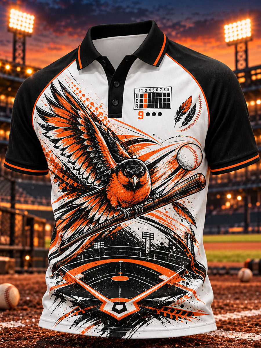 Men's American Baseball Baltimore Orioles Team Logo Polo Shirt
