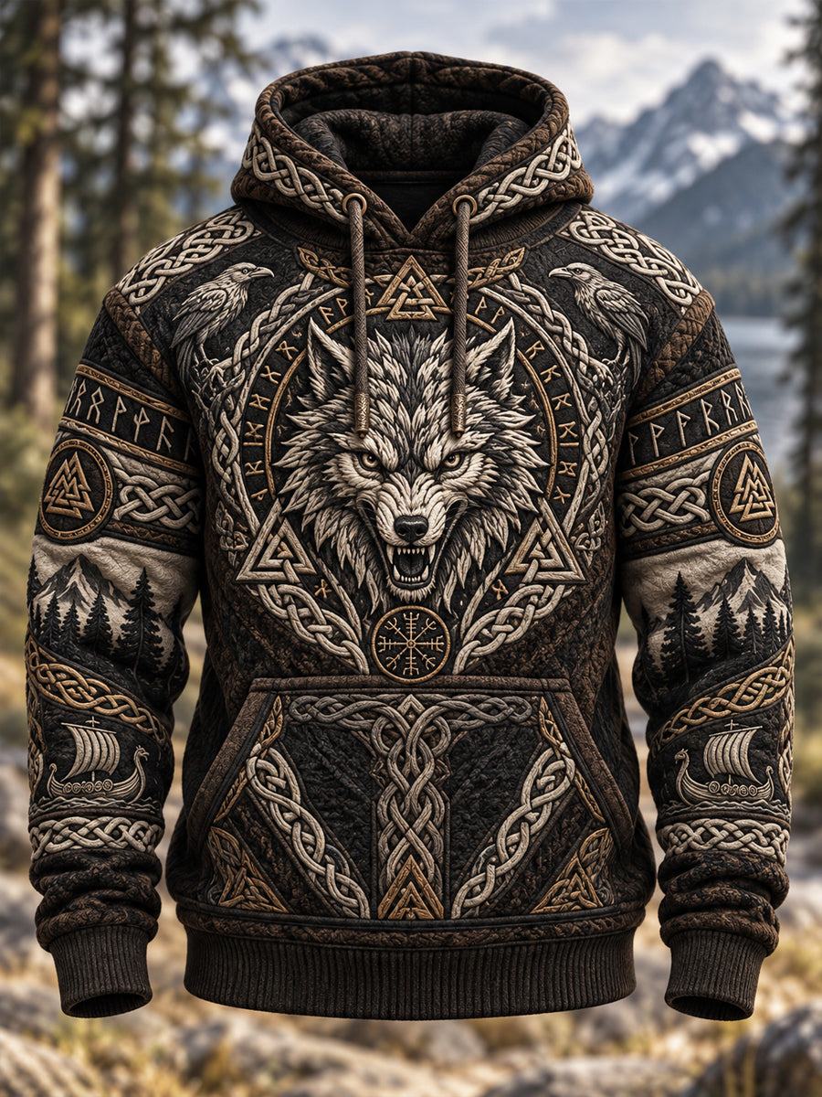 Men's Viking Oversized Drop-Shoulder Hoodie With Pockets