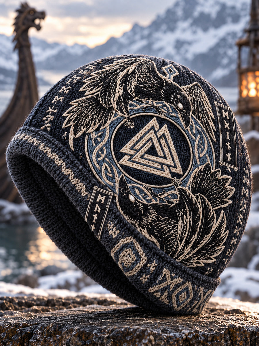 Viking Art Vintage Autumn And Winter Warm Cold Knitted Hat