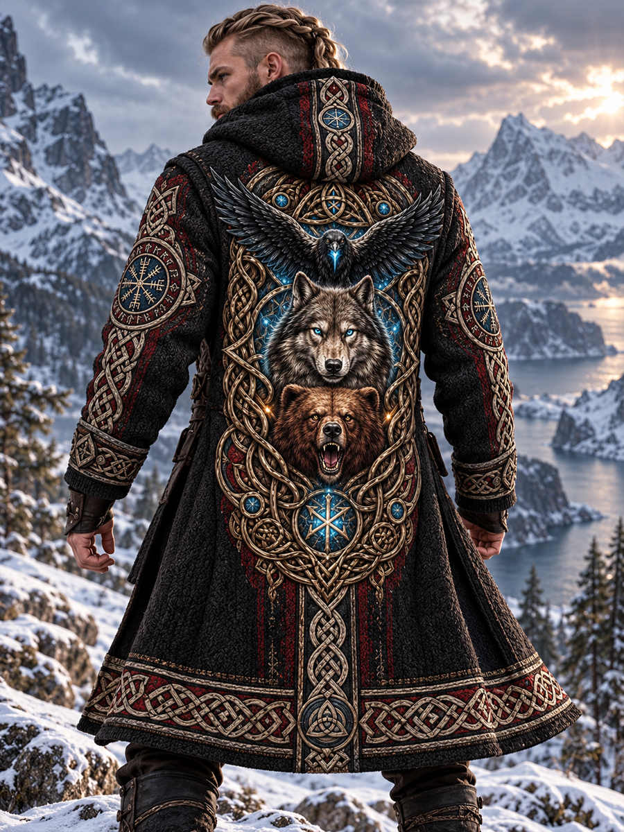 Men's Viking Art Fleece Lined Hoodie