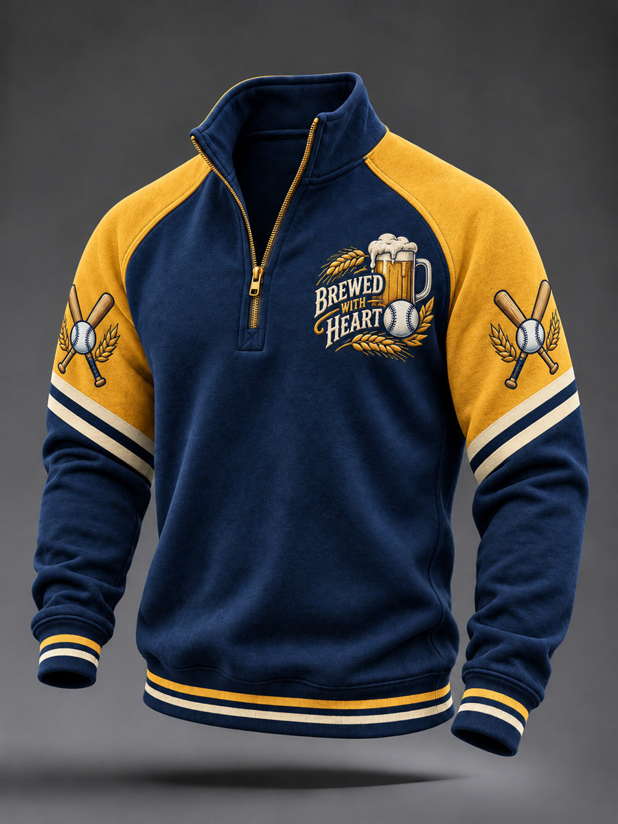Men's Gift For Baseball Fans Print Zip-Up Hoodie