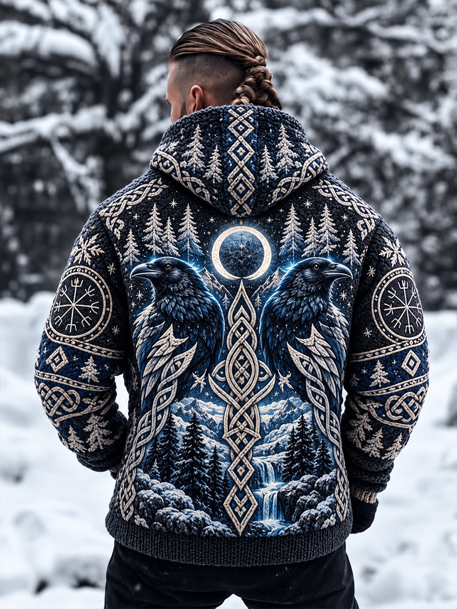 Men's Nordic Autumn And Winter Animals Hooded Cardigannt Hat