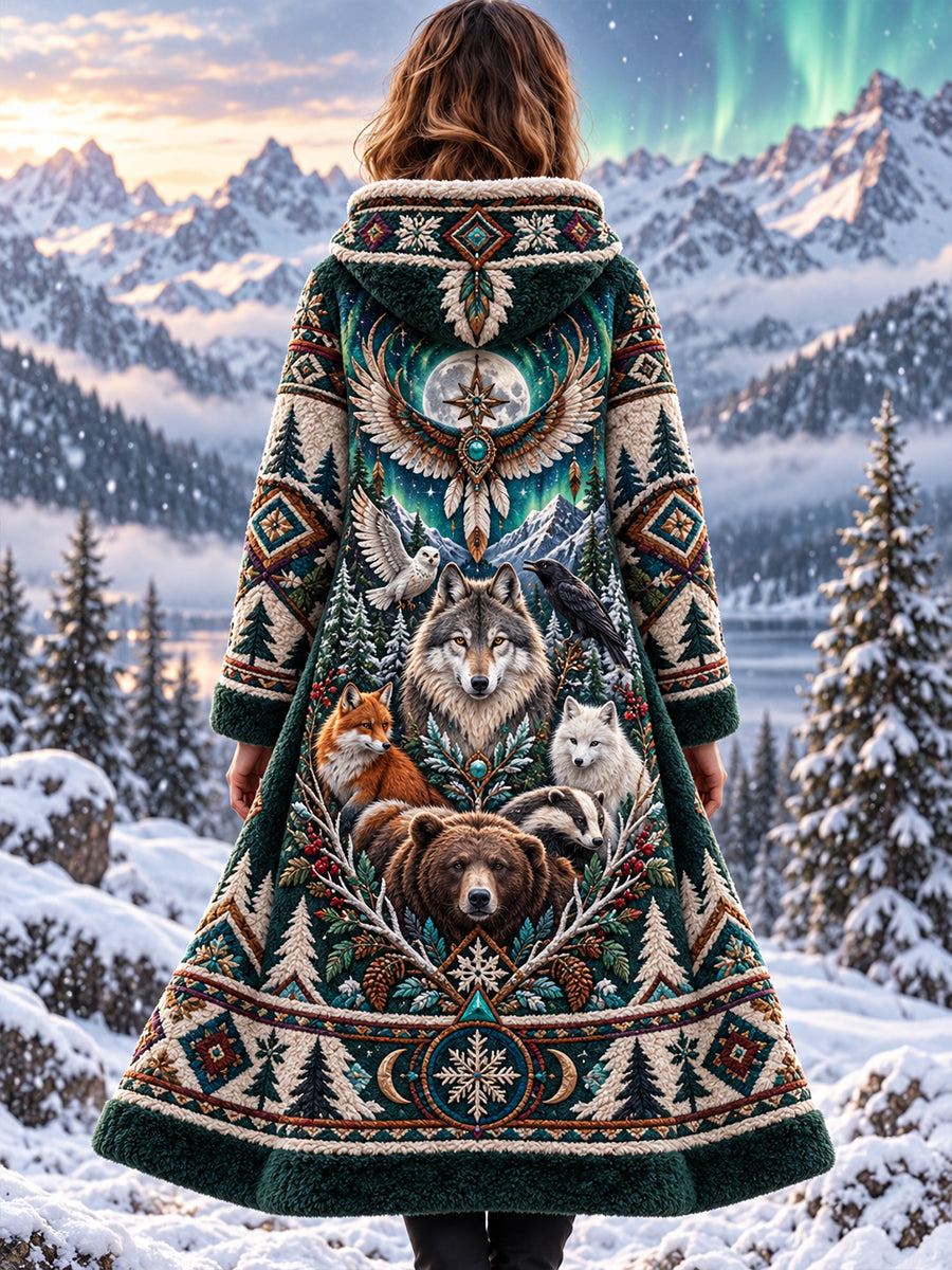 Women's Nordic Autumn And Winter Animals Flannel Jacket