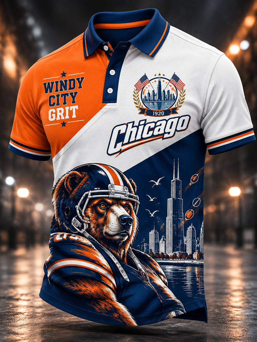 Men's American Football Chicago Bears Short Sleeve Polo Shirt