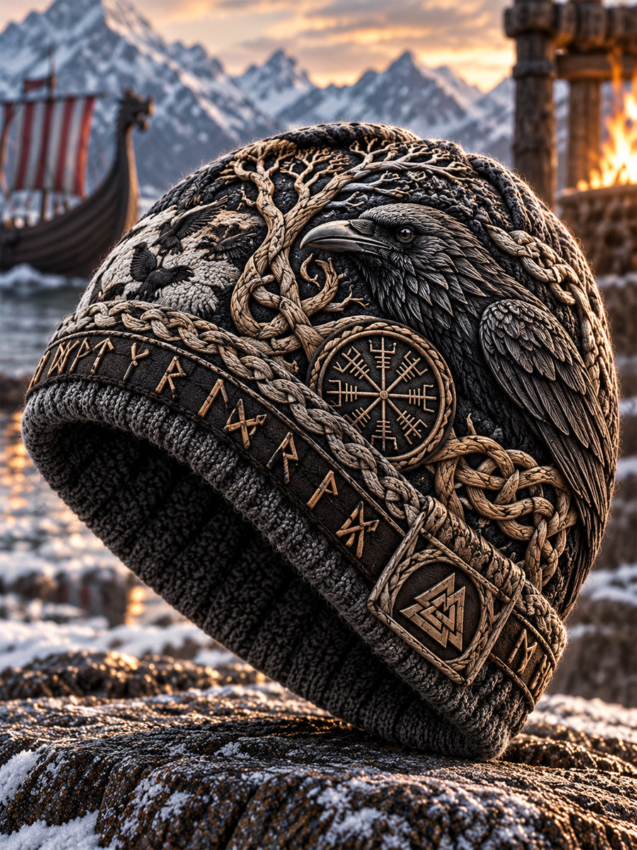 Viking Art Vintage Autumn And Winter Warm Cold Knitted Hat