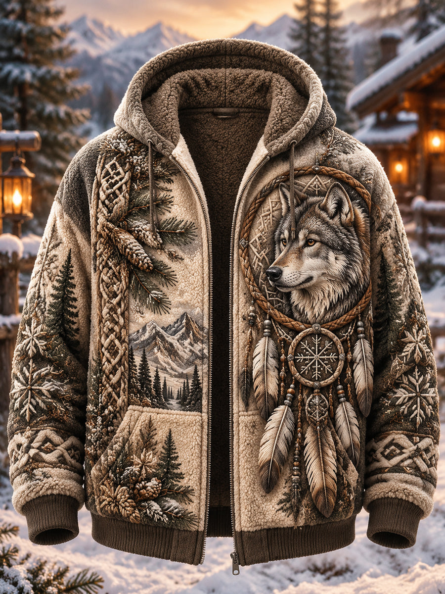 Men's Nordic Autumn Winter Viking AnimalsFlannel Jacket
