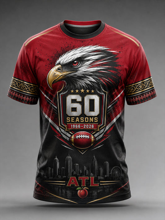 Men's Atlanta Falcons 60th Anniversary Art Print T-Shirt