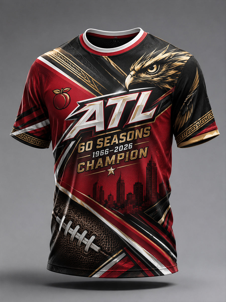 Men's Atlanta Falcons 60th Anniversary Art Print T-Shirt
