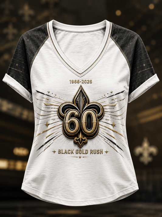 Women's New Orleans Saints V-Neck Off-Shoulder Short-Sleeved T-Shirt