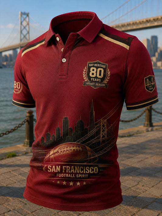 Men's Short-Sleeve Polo Shirt With 80th Anniversary Graphic Print
