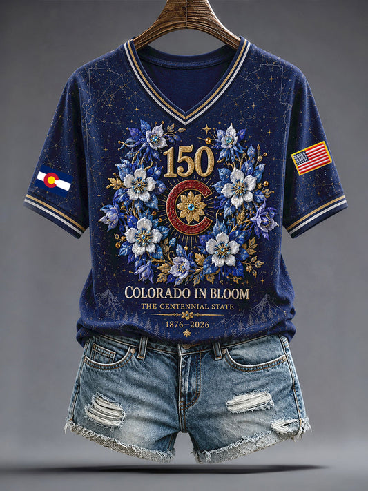 Women's Colorado Day 150 Years Art Printed T-shirt