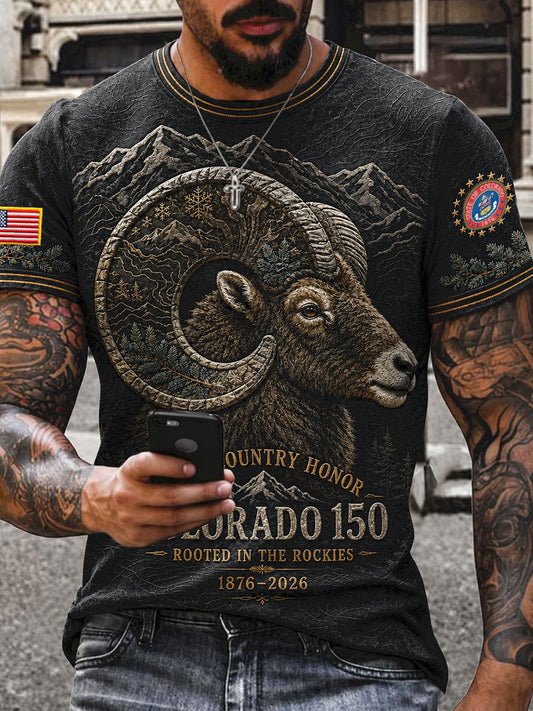 Men's Colorado Day 150 Years Art Printed T-shirt
