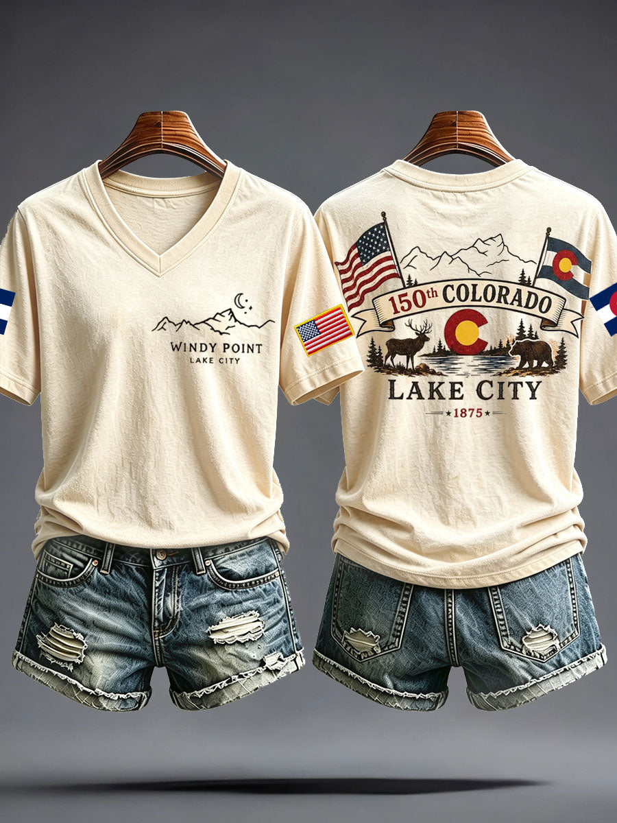 Women's Colorado Day 150 Years Art Printed T-shirt