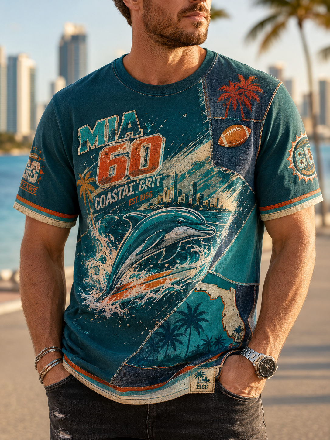 Men's Miami Dolphins Short Sleeves T-Shirt