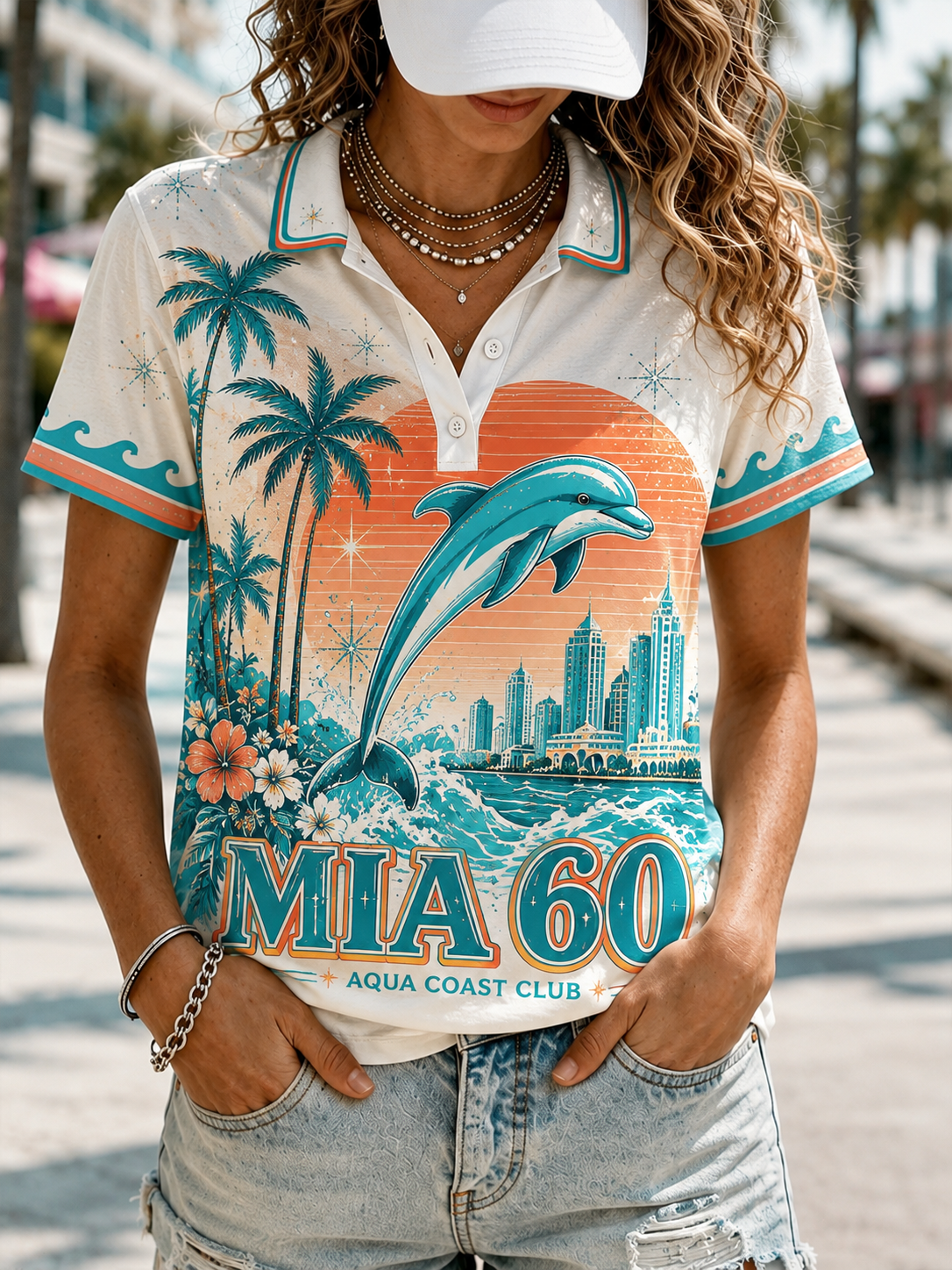 Women's Miami Dolphins Polo T-Shirt