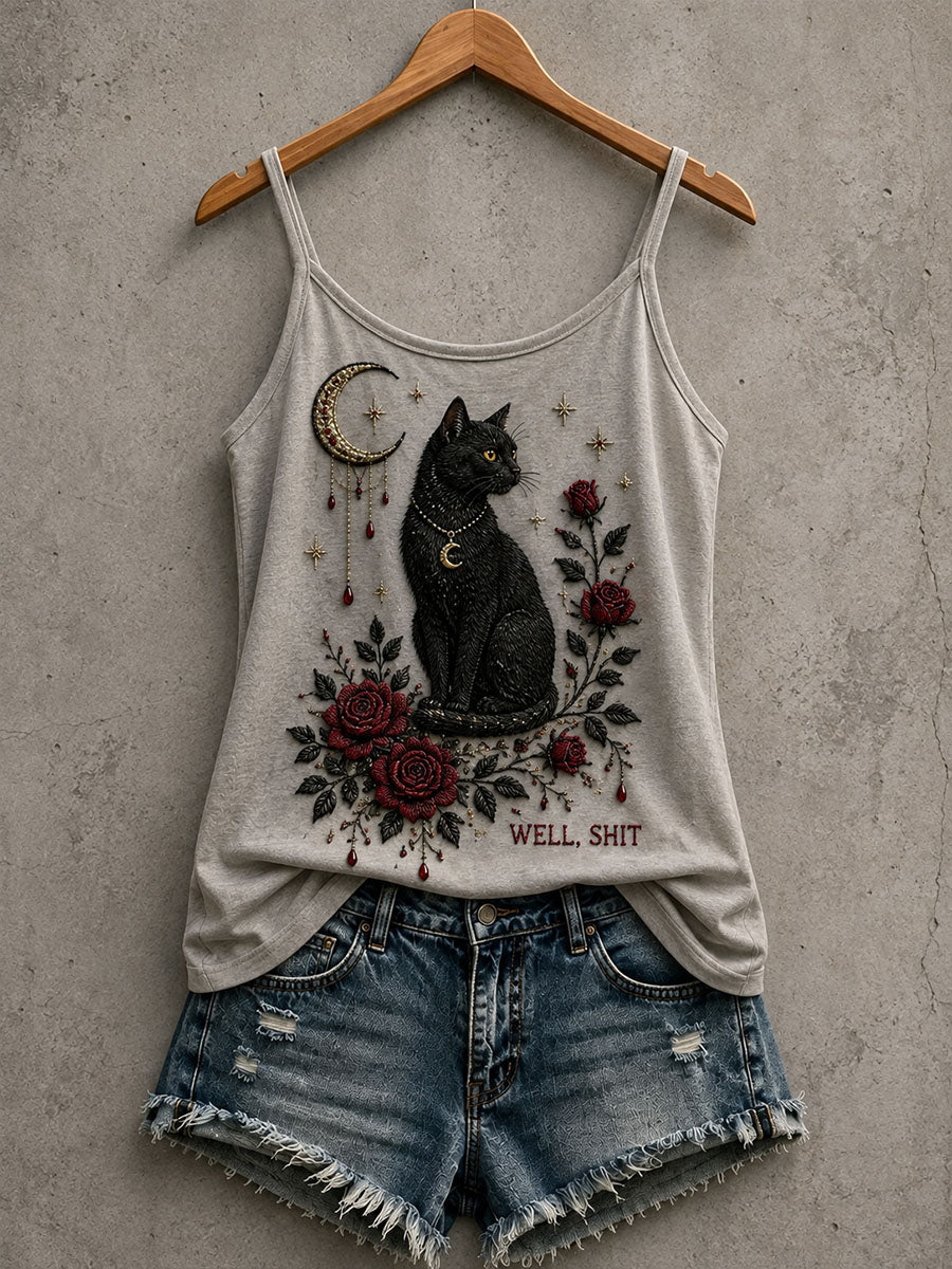 Women's Gothic Black Cat Tank Top