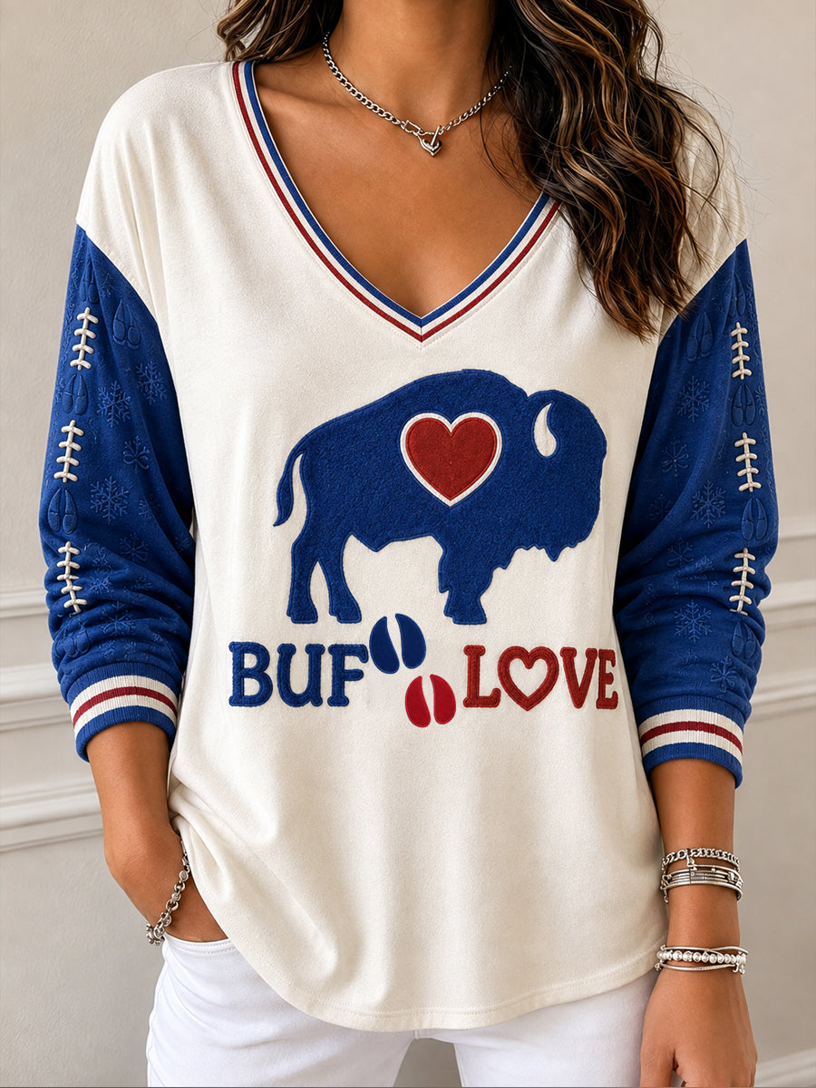 Women's Football Lover Bulls BUF Art Printed T-Shirt