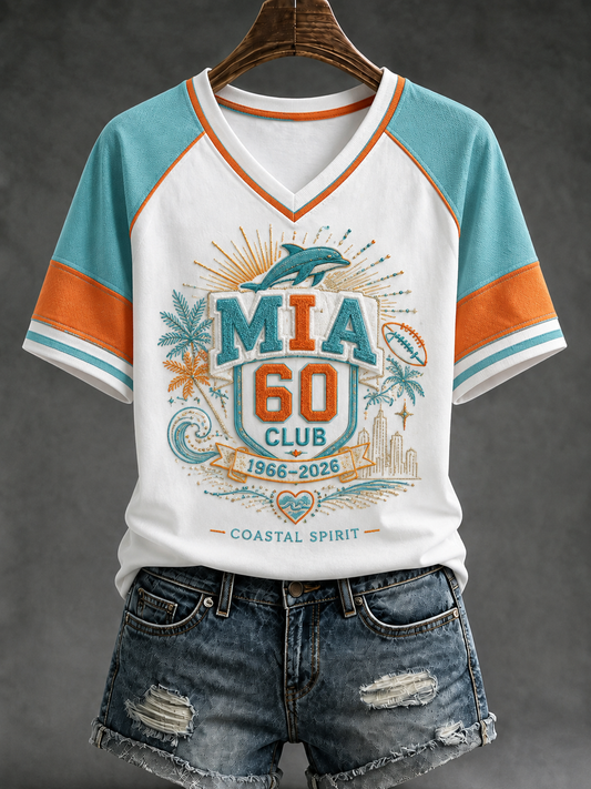Women's V-Neck Off-Shoulder Short-Sleeved T-Shirt