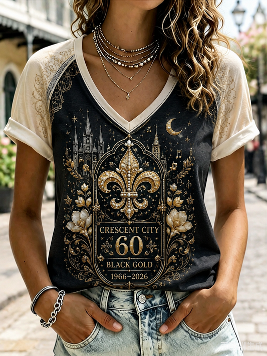 Women's V-Neck Off-Shoulder Short-Sleeved T-Shirt