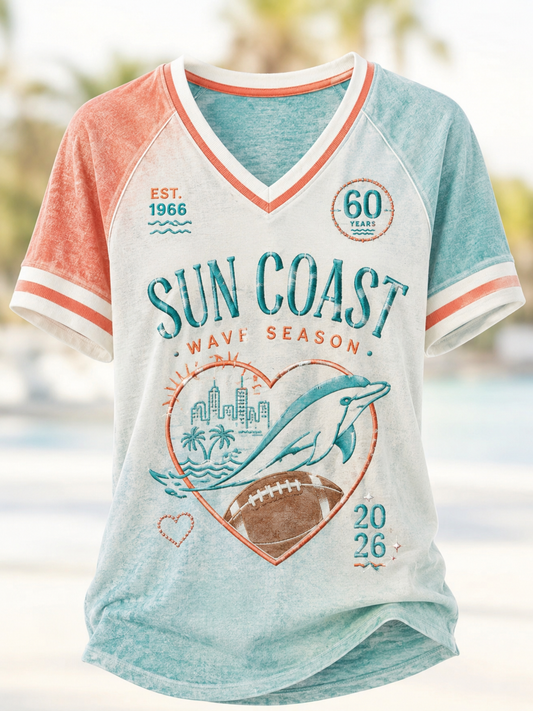 Women's V-Neck Off-Shoulder Short-Sleeved T-Shirt