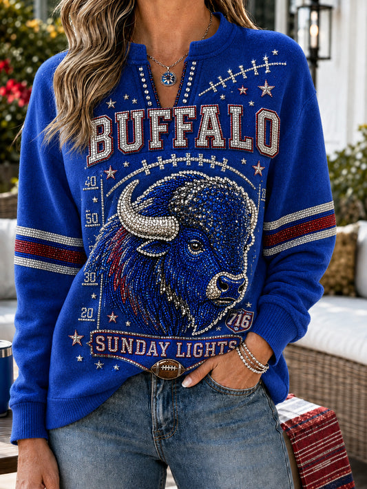 Buffalo Football Cozy Season Women’s V-Neck Sweatshirt