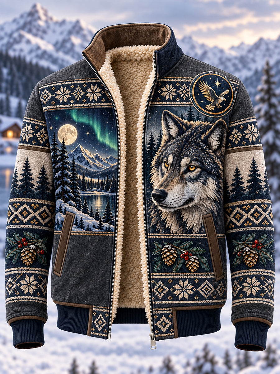 Men's Nordic Forest Animals Zip-Up Jacket