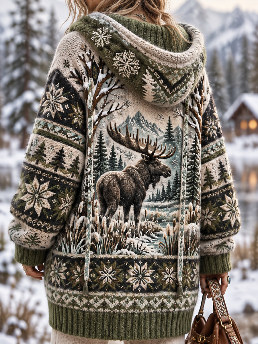 Women's Nordic Forest Animal Cardigan