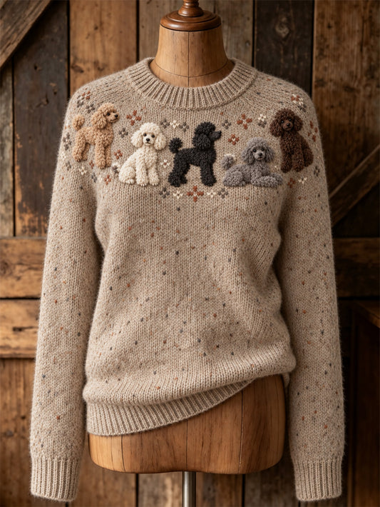 Women's cute puppy design casual long-sleeve sweater