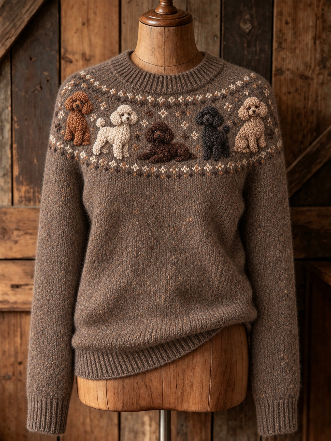Women's cute puppy design casual long-sleeve sweater