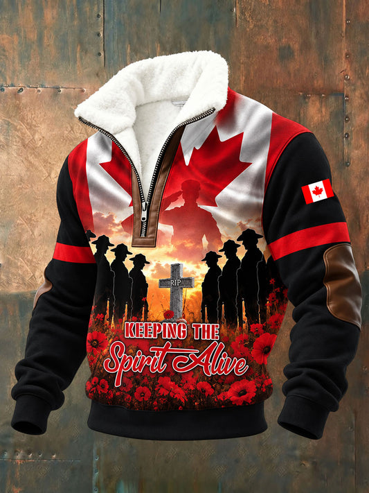 Men's Canada Remembrance Day Print Casual Sweatshirt