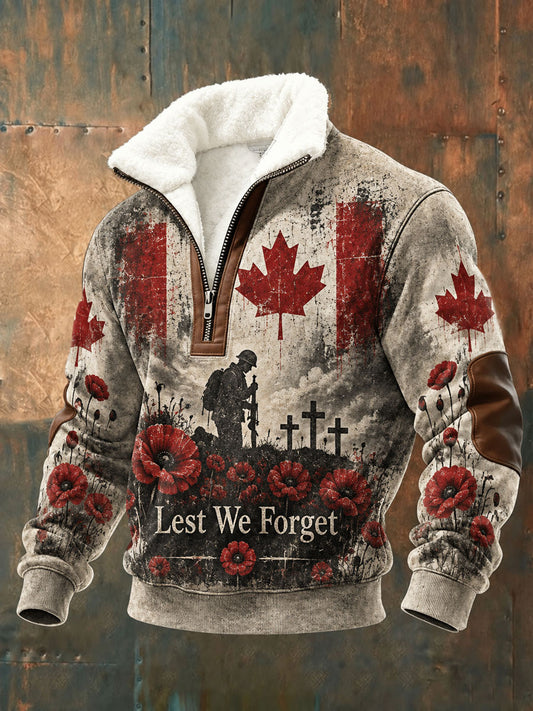 Men's Canada Remembrance Day Print Casual Sweatshirt