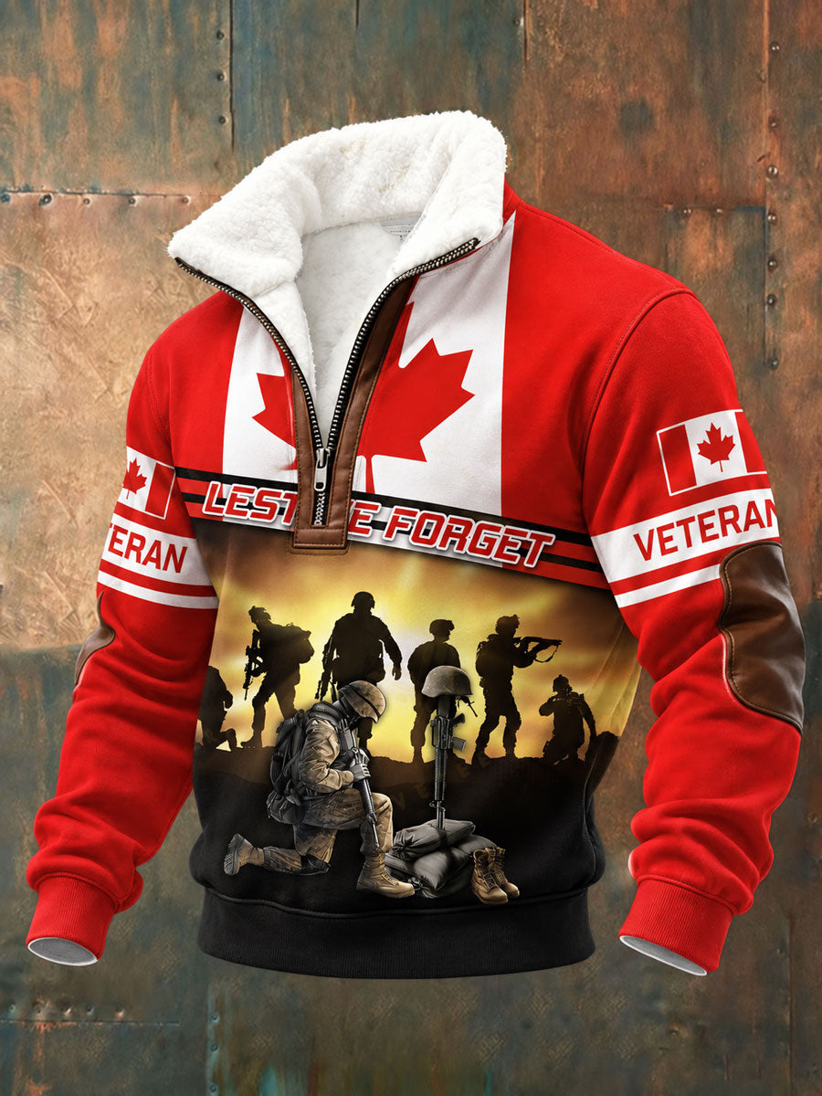 Men's Canada Remembrance Day Print Casual Sweatshirt