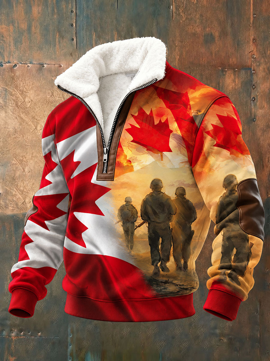 Men's Canada Remembrance Day Print Casual Sweatshirt