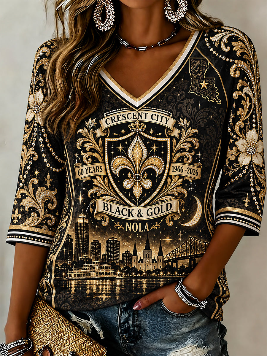 Women's New Orleans Saints Linen Short-Sleeved T-Shirt