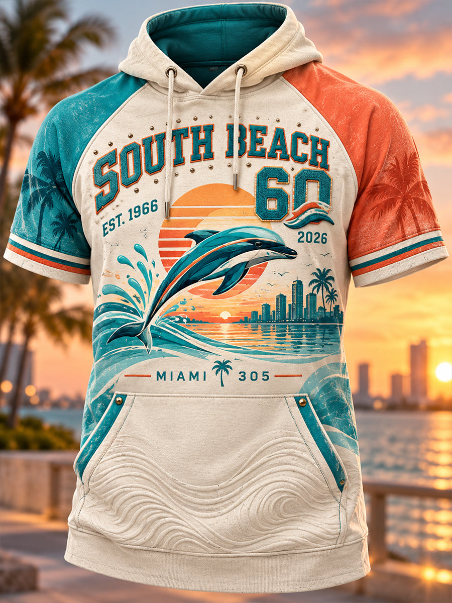 Men's Miami Dolphins Casual Short Sleeve Hoodie