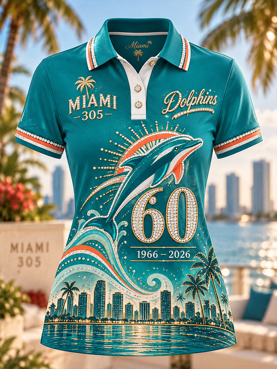 Women's Miami Dolphins Polo T-Shirt